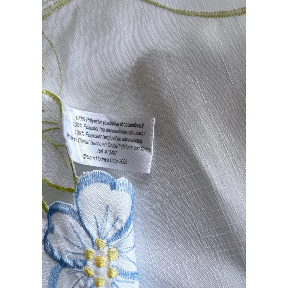 Sam Hedaya Floral Cutwork Tablecloth 60x116 Extra Large Pastel Embroidered 2008